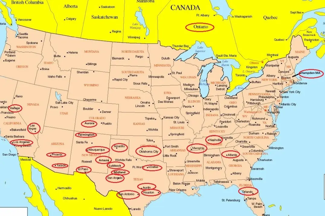 Alliance Appraisals service area map showing coverage across multiple states